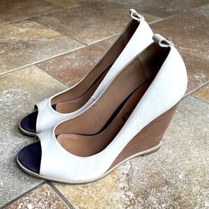 Esdra Brazilian leather perfect peep toe wedge pumps Sz 7 new heels sandals 36